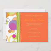 Invitation Bat Mitvah+Mod Bulles/orange/rose chaude (Dos)