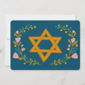 Invitation Bat mitzvah à couronne florale sur mesure dessiné (Dos)