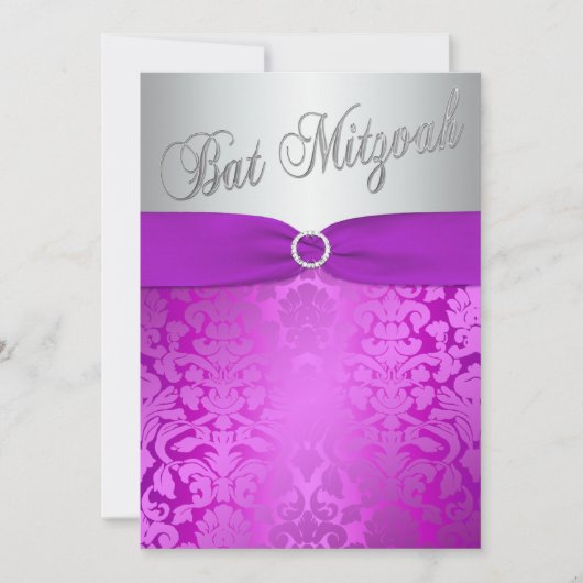 Invitation Bat mitzvah à Damas d'argent et de viol (Devant)