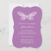 Invitation Bat mitzvah à papillon pourpre (Devant)