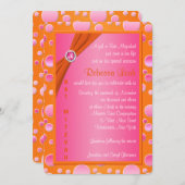 Invitation Bat mitzvah à point Polka orange et ros (Devant / Derrière)