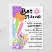 Invitation Bat mitzvah à thème Candy (Devant)