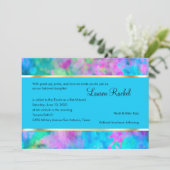 Invitation Bat mitzvah Abstrait Turquoise bleu rose Aqua (Debout devant)
