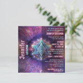 Invitation Bat mitzvah amusant et coloré Neon Star (Debout devant)