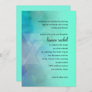 Invitation Bat mitzvah Aqua et étoile bleue de David