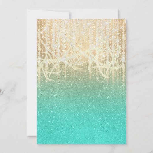 Invitation Bat mitzvah Aqua Gold Extra Sparkly (Dos)