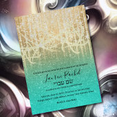 Invitation Bat mitzvah Aqua Gold Extra Sparkly