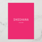 Invitation bat mitzvah aquarelle avec OR RÉEL (Verso)