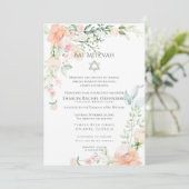 Invitation BAT MITZVAH | Aquarelle Flore ressort Verset 3 (Debout devant)