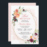 Invitation Bat mitzvah | Aquarelle moderne Gold Frame Floral<br><div class="desc">Créez votre invitation parfaite avec ce modèle pré-conçu, vous pouvez facilement la personnaliser pour être le vôtre. Pour plus de personnalisation, cliquez sur le lien "customiser plus loin" et utilisez notre outil de conception facile à utiliser pour modifier ce modèle. Si vous préférez les papiers plus épais / Finition mat,...</div>