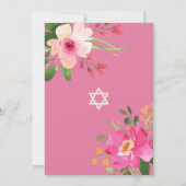 Invitation Bat mitzvah Aquarelle rose Floral Gold Script (Dos)