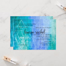 Bat mitzvah aquarelle Streaks Blue Star de David