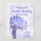 Invitation Bat Mitzvah Arbre de Vie Bleu (Devant)