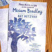 Invitation Bat Mitzvah Arbre de Vie Bleu