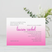 Invitation Bat mitzvah Argent et rose (Debout devant)