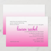 Invitation Bat mitzvah Argent et rose (Devant / Derrière)