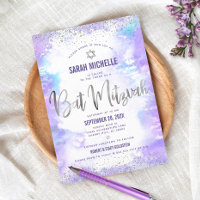 Bat Mitzvah argent moderne pailleté violet aquarel