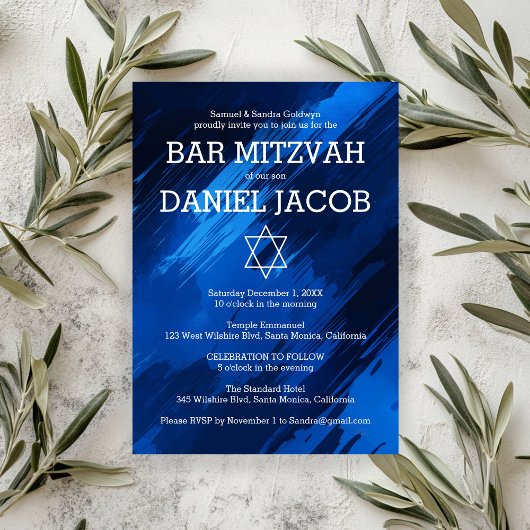 Invitation Bat mitzvah BARRE BLANCHE BLANC BLANC Étoile perso