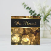 Invitation Bat mitzvah Black Gold Bubbles (Debout devant)