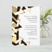 Invitation Bat mitzvah Black White Star de David sur n'import (Debout devant)