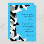 Invitation Bat mitzvah Black White Star de David sur n'import (Devant / Derrière)
