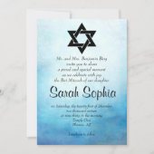 Invitation Bat mitzvah bleu, Aquarelle, Turquoise (Devant)