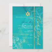 Invitation Bat mitzvah/bleu d'aqua/or (Devant)