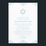 Invitation Bat mitzvah bleu élégant<br><div class="desc">Cette invitation élégante et intemporelle de bat mitzvah comporte une étoile de David bleue et une conception bleue décorative de dentelle le long des rebords supérieurs et inférieurs. L'invitation a pu également être employé pour une célébration de Mitzvah de barre.</div>