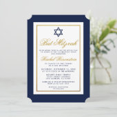 Invitation bat mitzvah Bleu et or (Debout devant)