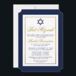 Invitation bat mitzvah Bleu et or<br><div class="desc">Bat mitzvah Carte d'invitation bleue et or</div>