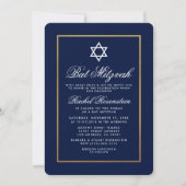 Invitation bat mitzvah Bleu et Or (Devant)