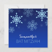 Invitation Bat mitzvah bleu hiver moderne Wonderland (Devant)