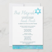 Invitation Bat mitzvah Bleu Opal Aquarelle Chic Élégant (Devant)