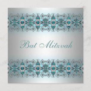 Invitation Bat mitzvah bleu Turquoise