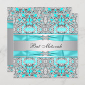 Invitation Bat mitzvah bleu turquoise (Devant / Derrière)