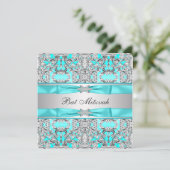 Invitation Bat mitzvah bleu turquoise (Debout devant)