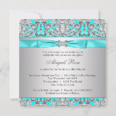 Invitation Bat mitzvah bleu turquoise (Dos)