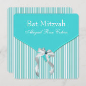 Invitation Bat mitzvah bleu turquoise (Devant / Derrière)