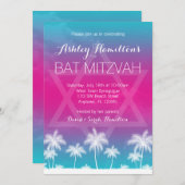 Invitation Bat mitzvah bleu Turquoise tropical (Devant / Derrière)