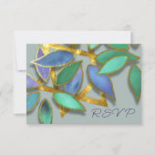 Invitation Bat mitzvah bleu vert aquarelle Pétales sur étoile (Devant)