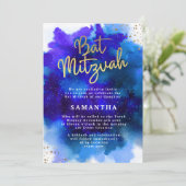 Invitation Bat Mitzvah Bleue et Violette (Debout devant)