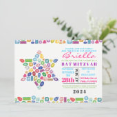 Invitation Bat mitzvah BLING Gemstone (Debout devant)