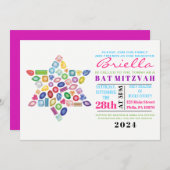 Invitation Bat mitzvah BLING Gemstone (Devant / Derrière)