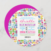 Invitation Bat mitzvah BLING Gemstone (Devant / Derrière)