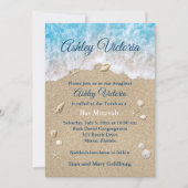 Invitation Bat mitzvah Blue Beach Waves (Devant)
