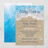 Invitation Bat mitzvah Blue Beach Waves (Devant / Derrière)
