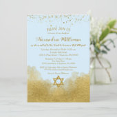 Invitation Bat mitzvah Blue Gold (Debout devant)