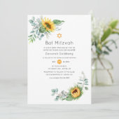 Invitation Bat mitzvah Boho Sunflower Eucalyptus (Debout devant)
