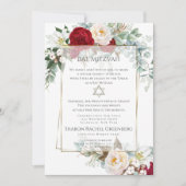 Invitation BAT MITZVAH | Bourgogne Peony Verse 1 (Devant)