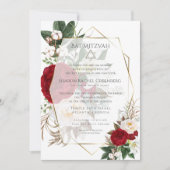 Invitation BAT MITZVAH | Bourgogne Peony Verse 2 (Devant)